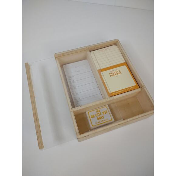"From the Private Jukebox of" Old School Lending Library Card Kit wooden box - Picture 8 of 12